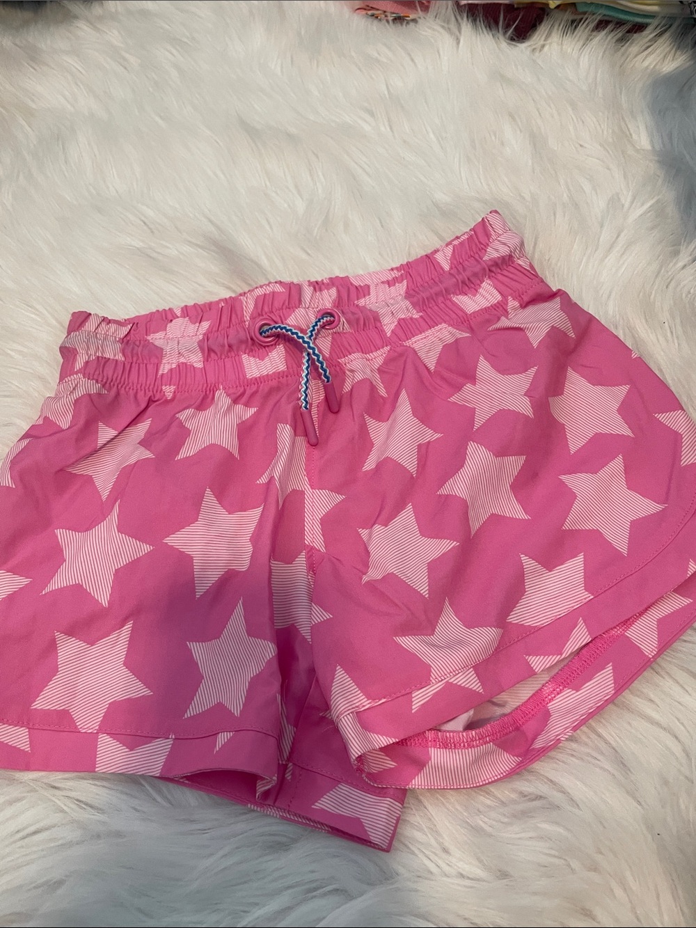 Girls' Pink Star Print Elastic Waist Shorts